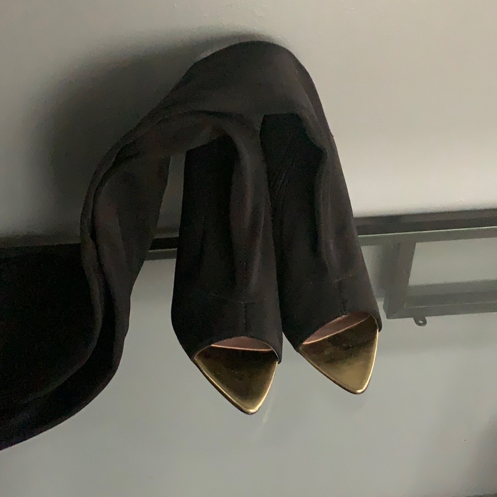 Over the knee peep toe boots